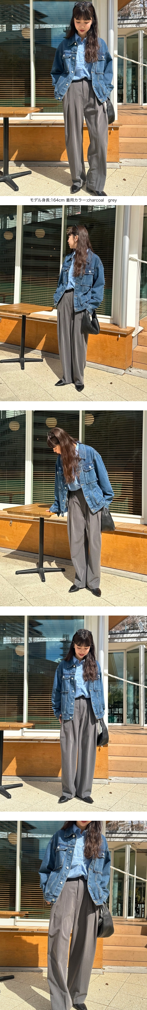 Stripe tuck slacks pants （2color）