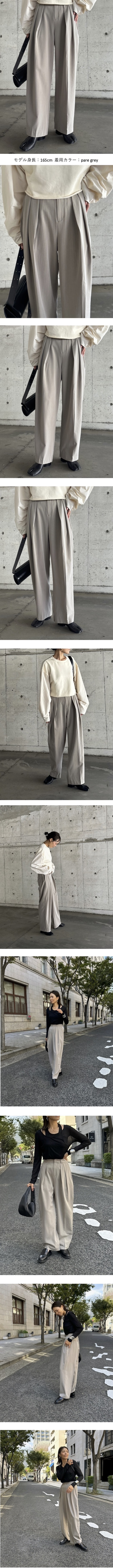 パンツ・ボトムスその他 IONSEOUL Striped two-tuck slacks Two tuck wide straight stripe slacks / 2タックワイド